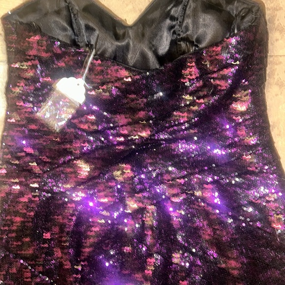 Night moves strapless mini dress purple sequins sz 12 fits smaller NWT - Picture 1 of 4